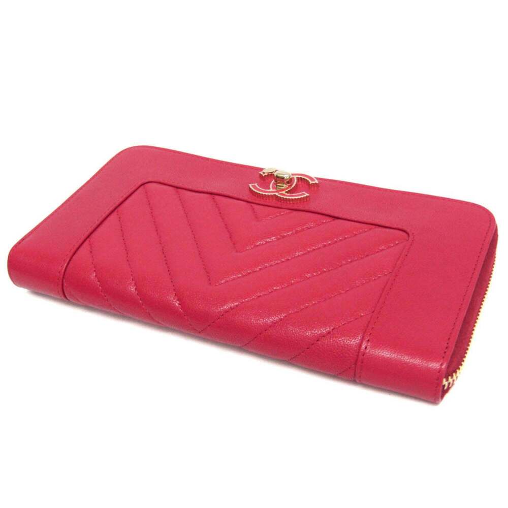 CHANEL Pink Lambskin Leather Wallet - Picture 10 of 14